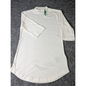 Gap Rib Tee Womens Small Off White Mock Neck Elbow Sleeve Modal Blend 794339-01